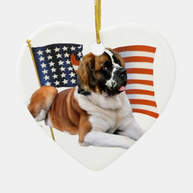 Ornamento De Cerâmica St Bernard toda americano (Frente)