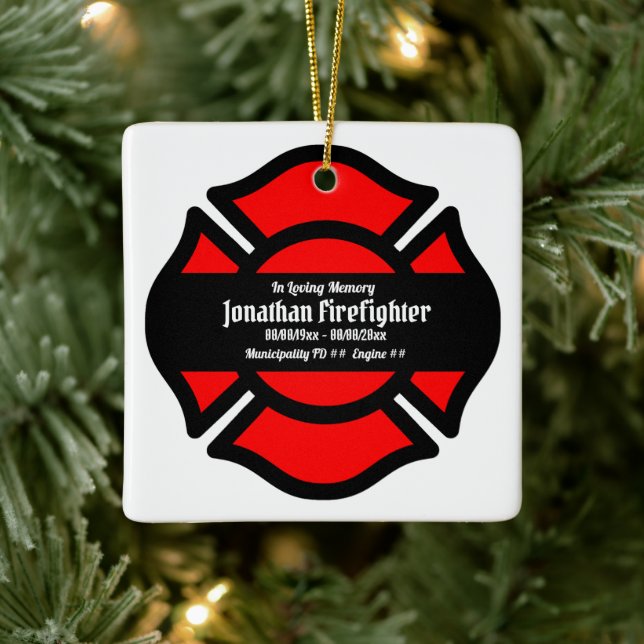 Ornamento De Cerâmica St. Florian's Cross (Style 3) Square (Árvore)