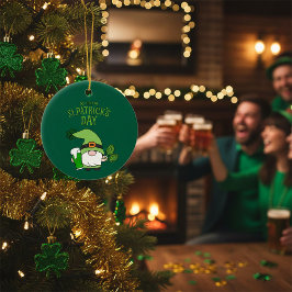 Ornamento De Cerâmica St. Patrick’s Day Gnome Green