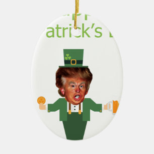Ornamento De Cerâmica st patrics trump leprechaun