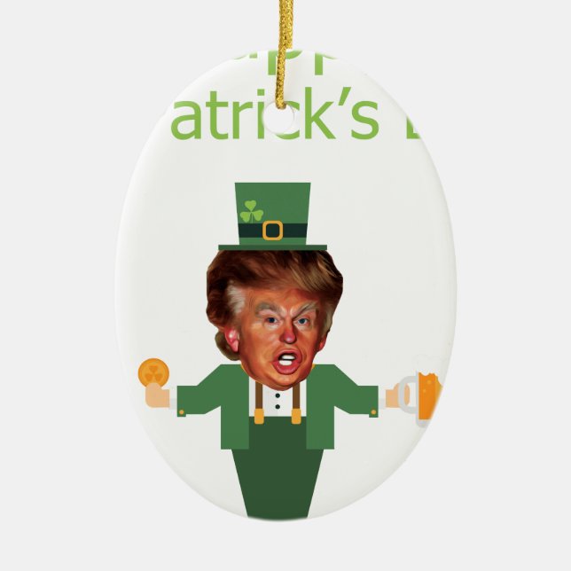 Ornamento De Cerâmica st patrics trump leprechaun (Frente)