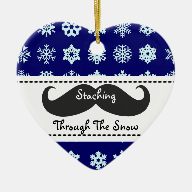 Ornamento De Cerâmica Staching através da neve no Natal (Frente)