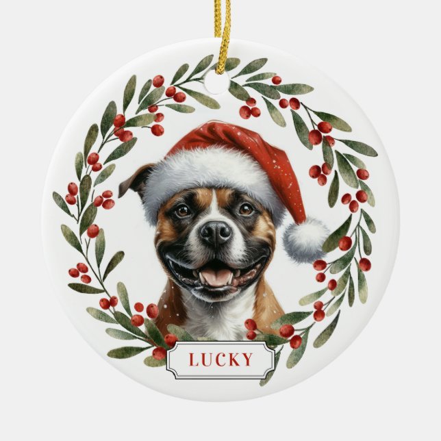 Ornamento De Cerâmica Staffordshire Bull Terrier Ceramic Circle Ornament (Frente)