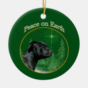 Ornamento De Cerâmica Staffordshire Bull Terrier Peace
