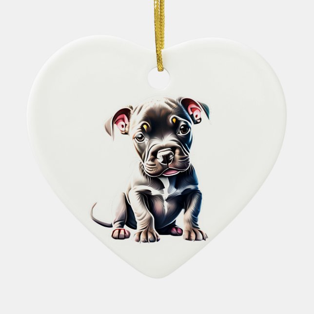 Ornamento De Cerâmica Staffordshire Bull Terrier Puppy (Frente)
