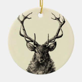 Ornamento De Cerâmica Stag Impressão, Deer Impressão, Vintage, Escandiná