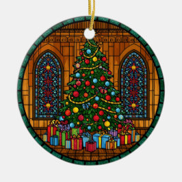 Ornamento De Cerâmica Stained Glass Christmas Tree Magic