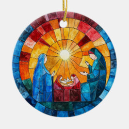 Ornamento De Cerâmica Stained Glass Nativity Scene Christmas Ornament