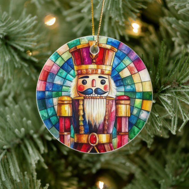 Ornamento De Cerâmica Stained Glass Nutcracker Personalized Christmas (Árvore)