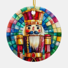 Ornamento De Cerâmica Stained Glass Nutcracker Personalized Christmas