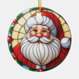 Ornamento De Cerâmica Stained Glass Santa Holiday