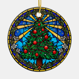 Ornamento De Cerâmica Stained Glass Tree Wreath
