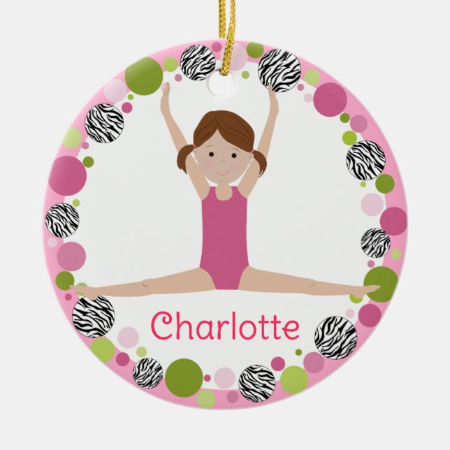 Ornamento De Cerâmica Star Gymnast Brown Pony prega em Pinks (Frente)