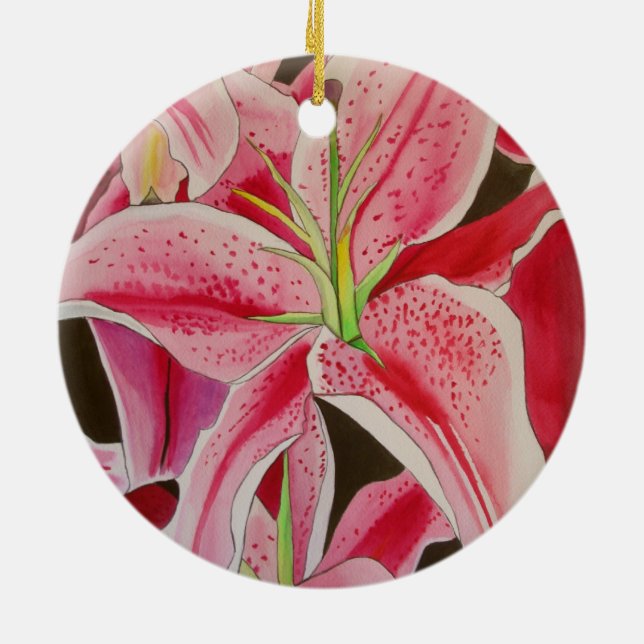 Ornamento De Cerâmica Stargazazer Pink Lily Lily - Lily - Lily - Lily -  (Traseira)