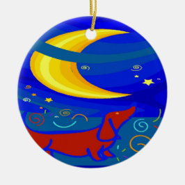 Ornamento De Cerâmica Starry Night Dachshund