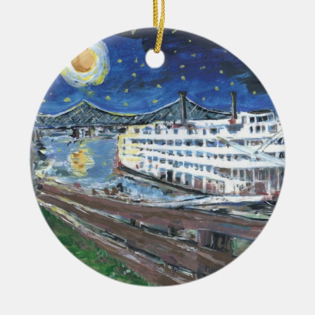 Ornamento De Cerâmica Starry Night Mississippi Queen (Frente)