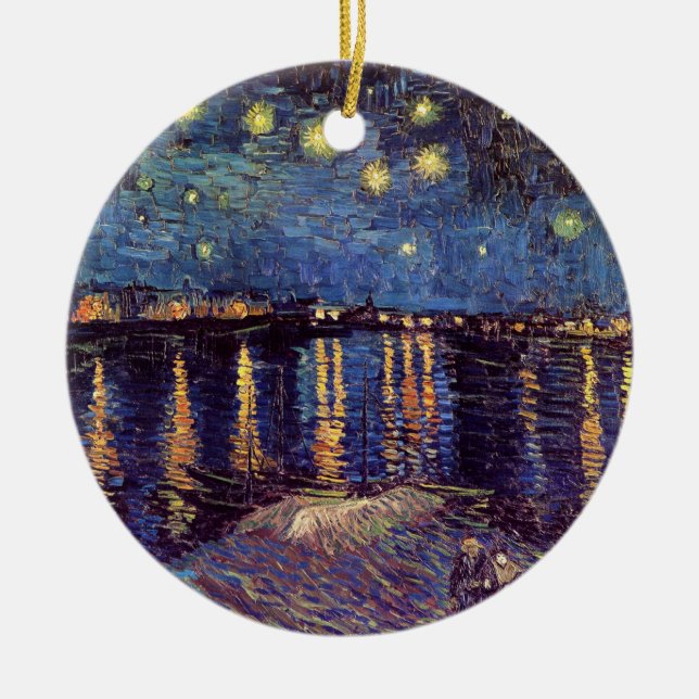 Ornamento De Cerâmica Starry Night Over the Rhone, por Vincent van Gogh (Frente)