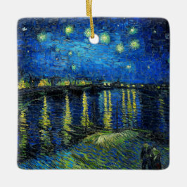 Ornamento De Cerâmica Starry Night Over the Rhone por Vincent Van Gogh