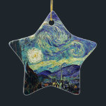 Ornamento De Cerâmica Starry Night por van Gogh<br><div class="desc">Van Gogh era obcecado pelo simbolismo de objetos luminosos e de cor. A lâmpada era um símbolo de calma e segurança. A estrela simbolizou a fé, e a luz gasosa, as realidades humanas. O azul ultramarino profundo era infinito, enquanto o vermelho e o verde expressavam "essas coisas terríveis, as paixões...</div>