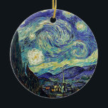 Ornamento De Cerâmica Starry Night por van Gogh<br><div class="desc">Van Gogh era obcecado pelo simbolismo de objetos luminosos e de cor. A lâmpada era um símbolo de calma e segurança. A estrela simbolizou a fé, e a luz gasosa, as realidades humanas. O azul ultramarino profundo era infinito, enquanto o vermelho e o verde expressavam "essas coisas terríveis, as paixões...</div>