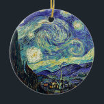 Ornamento De Cerâmica Starry Night por van Gogh<br><div class="desc">Van Gogh era obcecado pelo simbolismo de objetos luminosos e de cor. A lâmpada era um símbolo de calma e segurança. A estrela simbolizou a fé, e a luz gasosa, as realidades humanas. O azul ultramarino profundo era infinito, enquanto o vermelho e o verde expressavam "essas coisas terríveis, as paixões...</div>