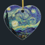Ornamento De Cerâmica Starry Night por van Gogh<br><div class="desc">Van Gogh era obcecado pelo simbolismo de objetos luminosos e de cor. A lâmpada era um símbolo de calma e segurança. A estrela simbolizou a fé, e a luz gasosa, as realidades humanas. O azul ultramarino profundo era infinito, enquanto o vermelho e o verde expressavam "essas coisas terríveis, as paixões...</div>
