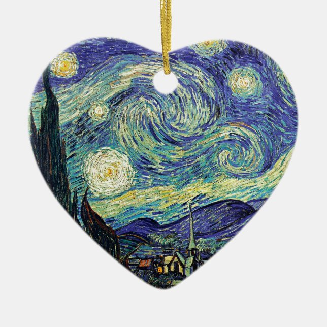 Ornamento De Cerâmica Starry Night por van Gogh (Frente)
