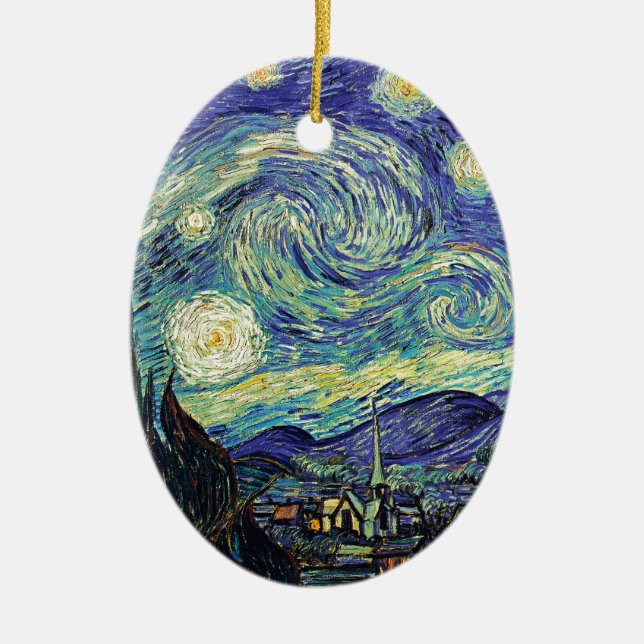 Ornamento De Cerâmica Starry Night por van Gogh (Frente)