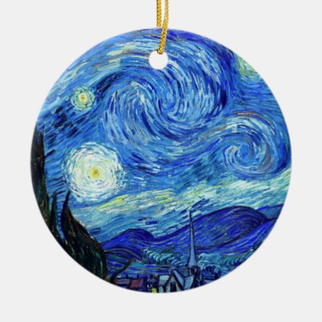 Ornamento De Cerâmica Starry Night Por Vincent Van Gogh (Frente)