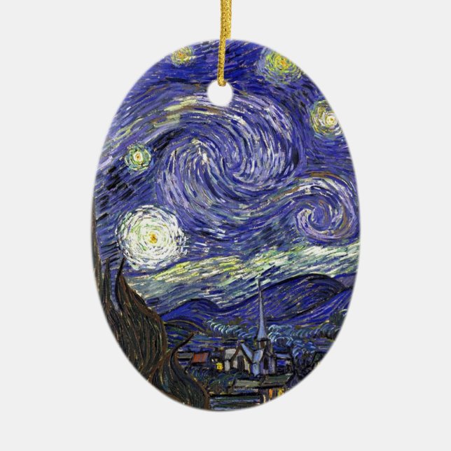 Ornamento De Cerâmica Starry Night, Vincent Van Gogh. (Frente)