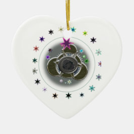 Ornamento De Cerâmica Stars White Heart