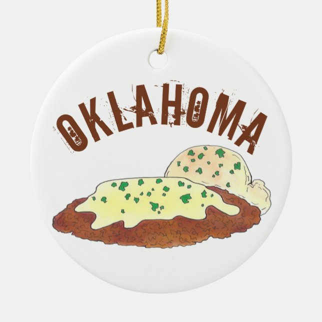 Ornamento De Cerâmica State Pride Oklahoma OK Chicken Fried Steak (Frente)
