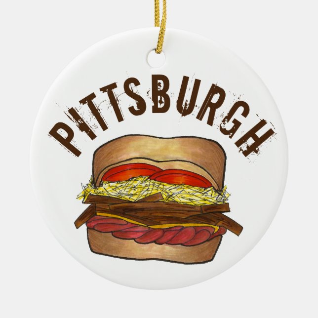 Ornamento De Cerâmica State Pride Pittsburgh Pensilvânia Sandwich (Frente)