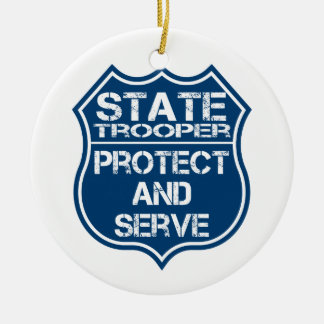 Ornamento De Cerâmica State Trooper Police Badge Protect and Serve