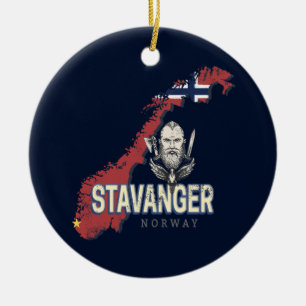 Ornamento De Cerâmica Stavanger Norway Retro City Map Vintage Holiday
