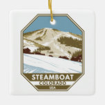 Ornamento De Cerâmica Steamboat Ski Area Winter Colorado<br><div class="desc">Design de arte de inverno a vapor mostrando a paisagem de inverno.</div>