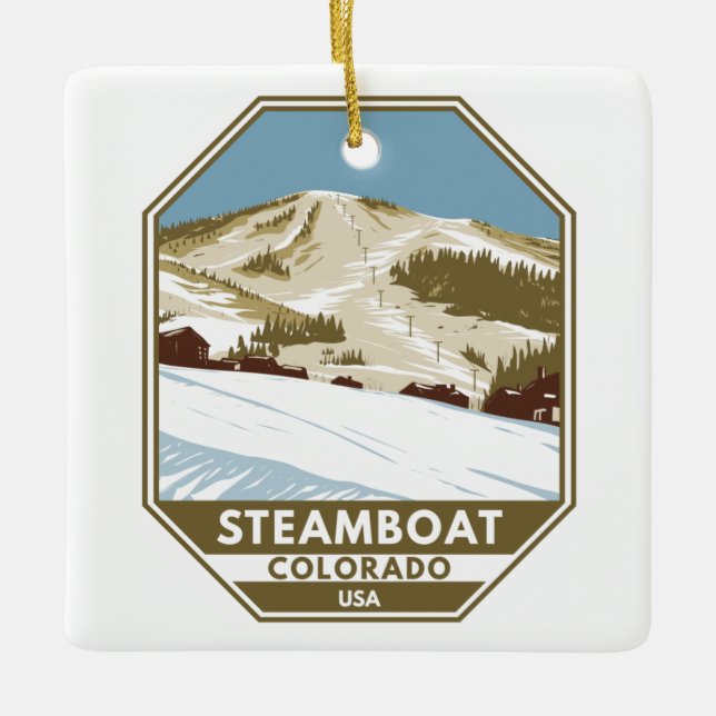 Ornamento De Cerâmica Steamboat Ski Area Winter Colorado (Frente)