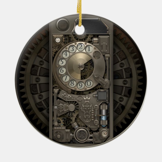 Ornamento De Cerâmica Steampunk Device - Rotary Dial Phone. (Traseira)