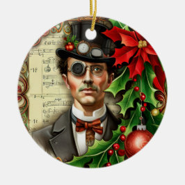 Ornamento De Cerâmica Steampunk Gentleman Christmas