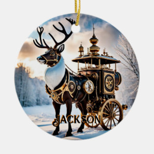 Ornamento De Cerâmica Steampunk Reindeer