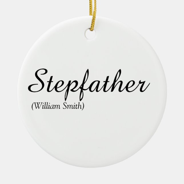 Ornamento De Cerâmica Stepdad, Stepdad Definition Elegant Script (Frente)