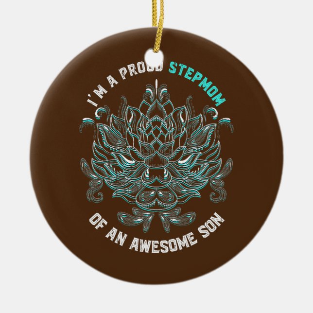 Ornamento De Cerâmica StepMãe Filho Dia de as mães Bonus Mãe Mãe Mãe Flo (Frente)