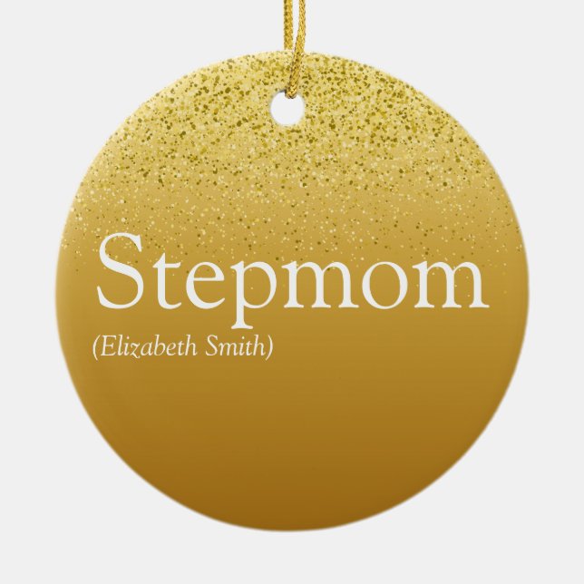 Ornamento De Cerâmica Stepman Stepparent Elegante Glitter Dourado Glam (Frente)