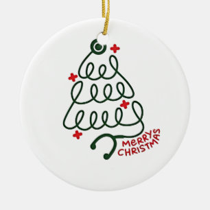Ornamento De Cerâmica Stethoscope Árvore de Natal Luzes Enfermando Esfre
