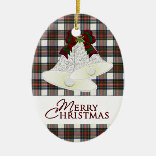 Ornamento De Cerâmica Stewart Dress Clan Tartan e Motto