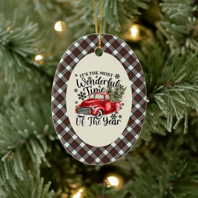 Ornamento De Cerâmica Stewart Dress  Tartan Most Wonderful Time Christma (Árvore)