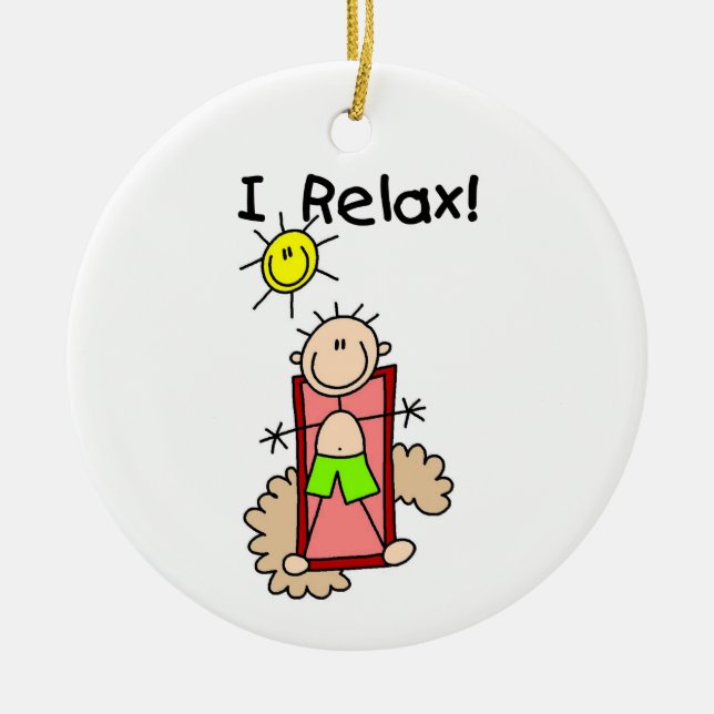 Ornamento De Cerâmica Stick Figure Boy I Relax (Frente)