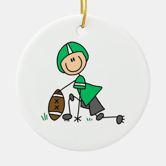 Ornamento De Cerâmica Stick Figure Football Green (Frente)