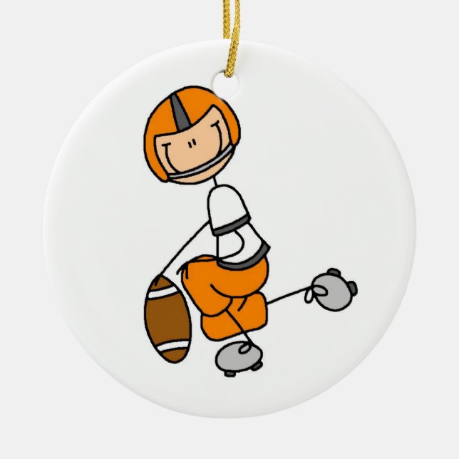 Ornamento De Cerâmica Stick Figure Football Orange (Frente)