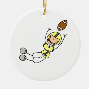 Ornamento De Cerâmica Stick Figure Football Yellow